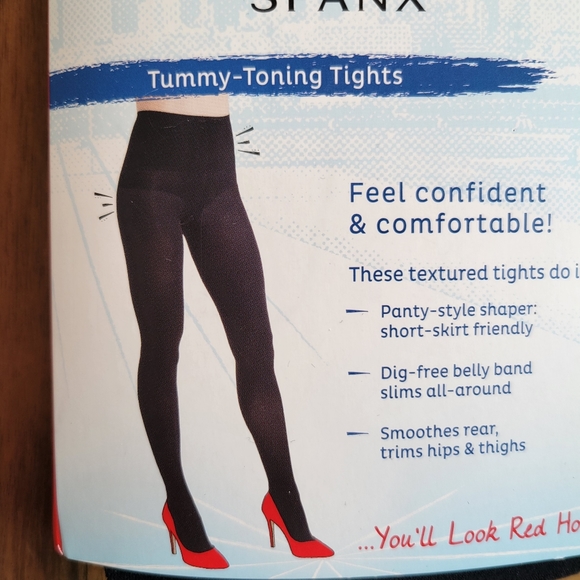 NEW Spanx Red Hot Tummy-Toning Tights Size 2 Black - Picture 2 of 4